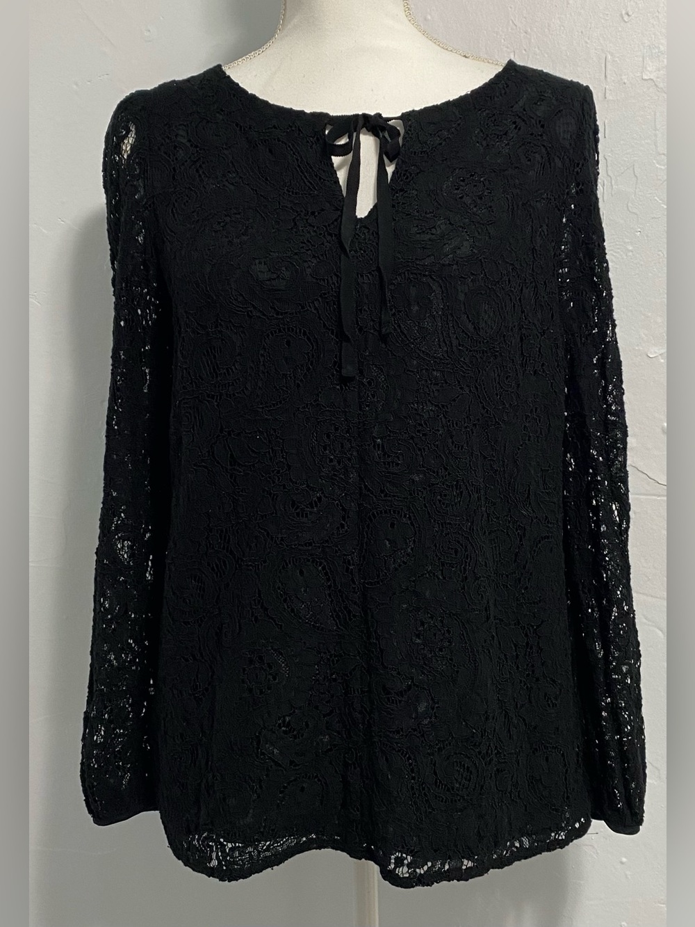 Talbots Black Lace Hooded Tunic Top